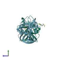 PDB entry 7got coloured by chain, side view.