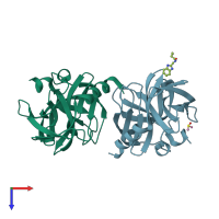 PDB entry 7got coloured by chain, top view.