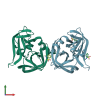 PDB entry 7gou coloured by chain, front view.