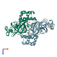 PDB entry 7gs6 coloured by chain, top view.