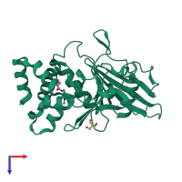 PDB entry 7gsf coloured by chain, top view.