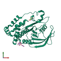 PDB entry 7gti coloured by chain, front view.