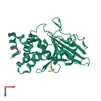 PDB entry 7gtn coloured by chain, top view.