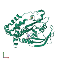 PDB entry 7gtq coloured by chain, front view.