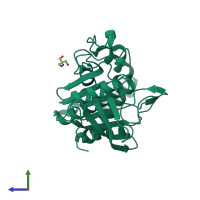 PDB entry 7gty coloured by chain, side view.