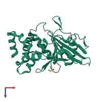 PDB entry 7gu1 coloured by chain, top view.