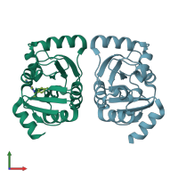 PDB entry 7gzc coloured by chain, front view.