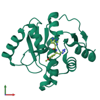 PDB entry 7h1f coloured by chain, front view.