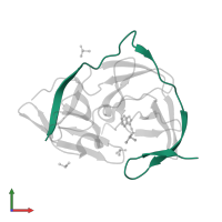 Serine protease subunit NS2B in PDB entry 7h25, assembly 1, front view.