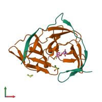 PDB entry 7h2l coloured by chain, front view.