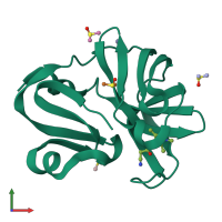 PDB entry 7h36 coloured by chain, front view.