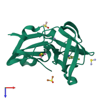 PDB entry 7h36 coloured by chain, top view.