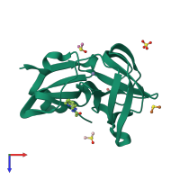PDB entry 7h3j coloured by chain, top view.