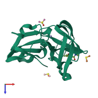 PDB entry 7h3o coloured by chain, top view.