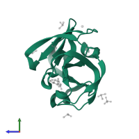 Protease 2A in PDB entry 7h45, assembly 1, side view.