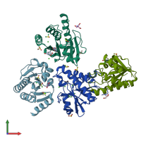 PDB entry 7h8u coloured by chain, front view.