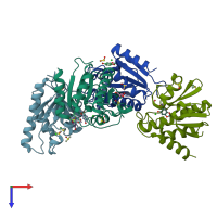 PDB entry 7h8u coloured by chain, top view.