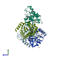 PDB entry 7h93 coloured by chain, side view.