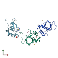 PDB entry 7hhm coloured by chain, front view.