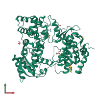 PDB entry 7hkq coloured by chain, front view.