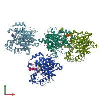 PDB entry 7jhi coloured by chain, front view.