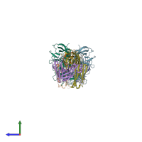 PDB entry 7jie coloured by chain, side view.