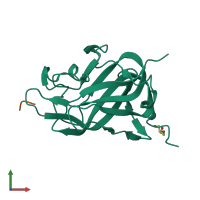 Hetero dimeric assembly 2 of PDB entry 7jjc coloured by chemically distinct molecules, front view.