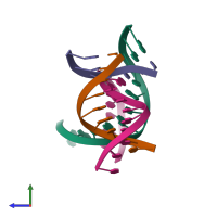 PDB entry 7jjw coloured by chain, side view.