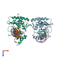 PDB entry 7jl8 coloured by chain, top view.