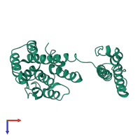 PDB entry 7jm3 coloured by chain, top view.