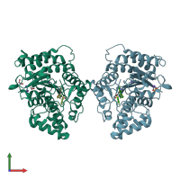 PDB entry 7jom coloured by chain, front view.
