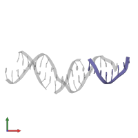 DNA (5'-D(*TP*CP*TP*GP*AP*GP*TP*G)-3') in PDB entry 7jp9, assembly 1, front view.