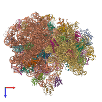 PDB entry 7jt3 coloured by chain, top view.