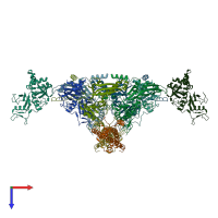 PDB entry 7jw1 coloured by chain, top view.