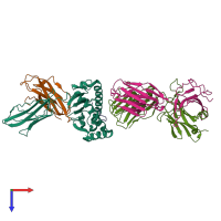 PDB entry 7jwj coloured by chain, top view.