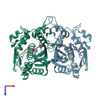 PDB entry 7jx1 coloured by chain, top view.