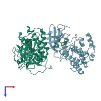 PDB entry 7jxy coloured by chain, top view.