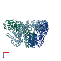 PDB entry 7jya coloured by chain, top view.