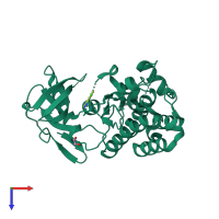 PDB entry 7jys coloured by chain, top view.