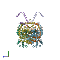 PDB entry 7k0i coloured by chain, side view.