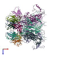 PDB entry 7k22 coloured by chain, top view.