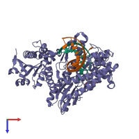 PDB entry 7k5r coloured by chain, top view.