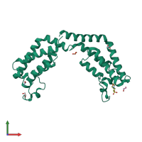 PDB entry 7k6f coloured by chain, front view.