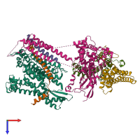 PDB entry 7kat coloured by chain, top view.