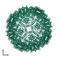 Homo 24-meric assembly 1 of PDB entry 7ke3 coloured by chemically distinct molecules, front view.