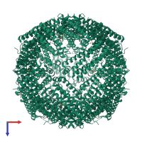 Homo 24-meric assembly 1 of PDB entry 7ke3 coloured by chemically distinct molecules, top view.