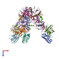 PDB entry 7kex coloured by chain, top view.