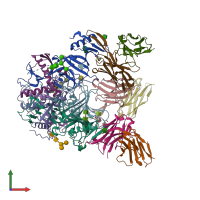 PDB entry 7kfh coloured by chain, front view.
