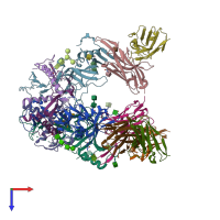 PDB entry 7kfh coloured by chain, top view.