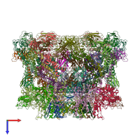 PDB entry 7kh1 coloured by chain, top view.